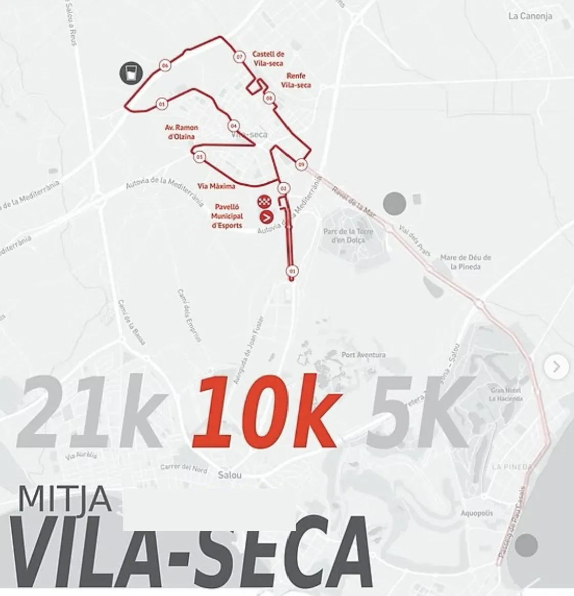 Mapa del recorregut de la cursa 10K per Vila-Seca