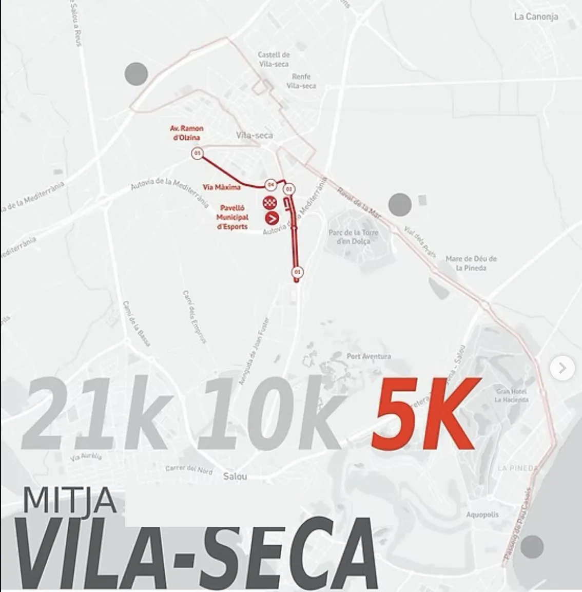 Mapa del recorregut de la cursa 5K pel nucli de Vila-Seca